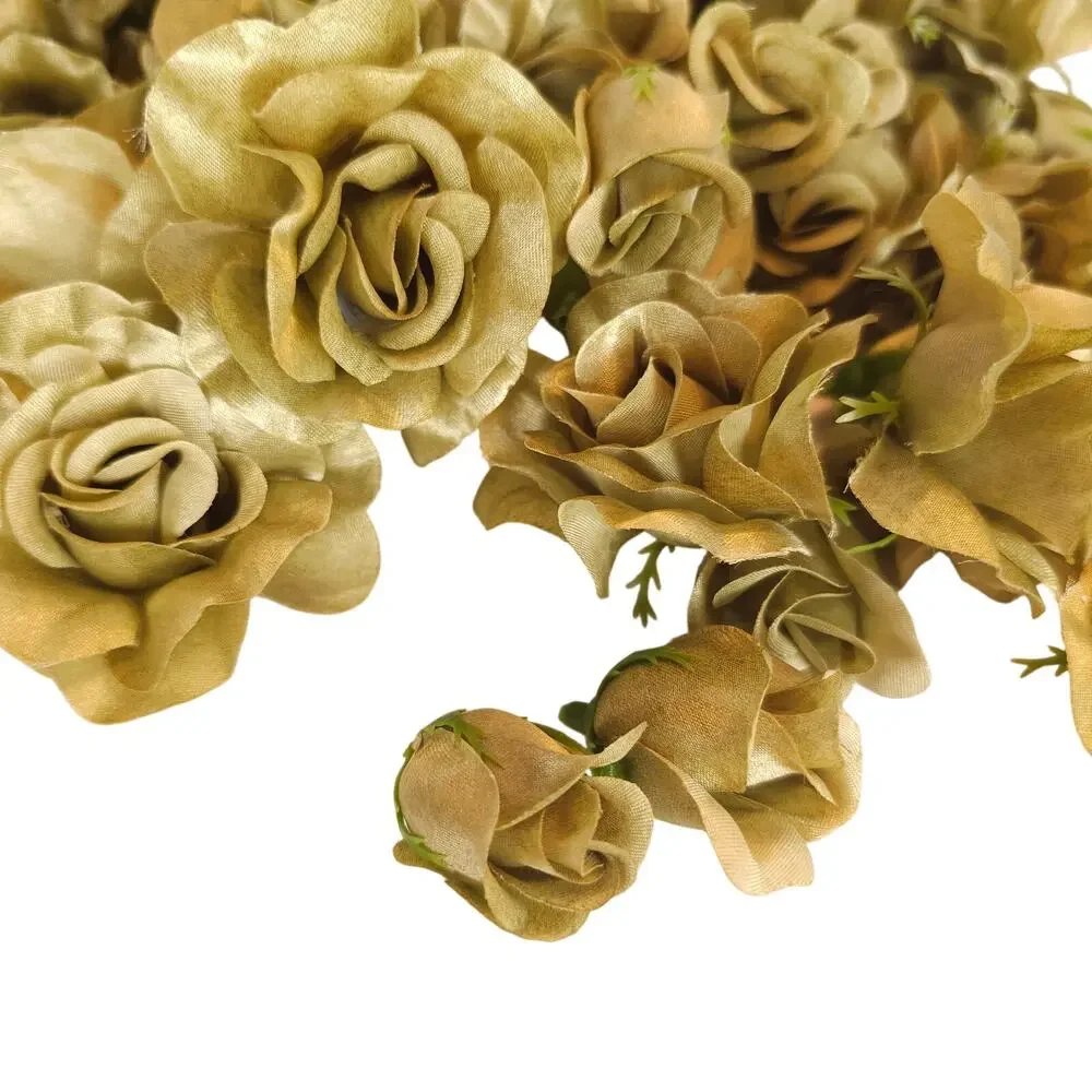 105 Moss Olive Green Satin Rose Heads Lot Open Roses Buds Stemless Wedding Craft